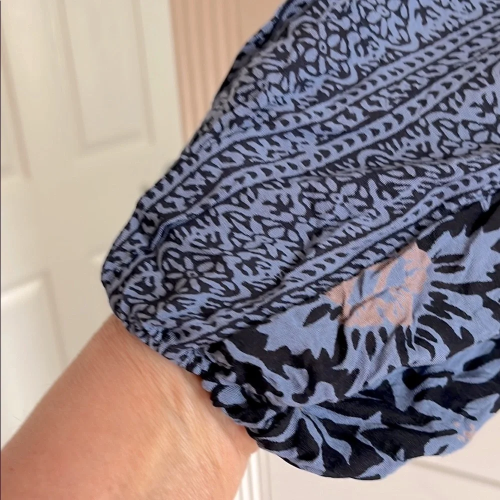 Free People Blue Boho Short Kimono Top